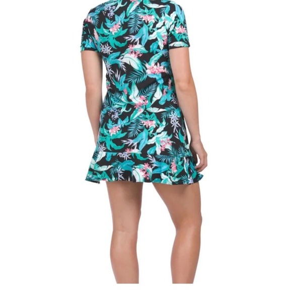 Tommy Bahama Golf Tennis Beach Dress Black Floral L NWOT Pickle ball Vacation - Picture 2 of 11